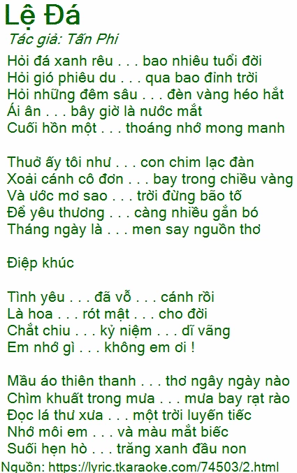 Ảnh bìa ca khúc Lệ Đá