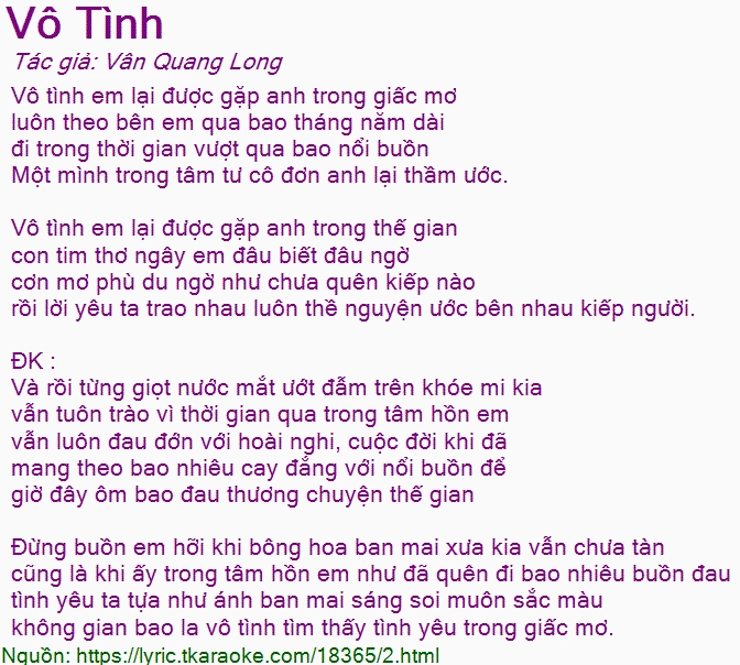 Ảnh minh họa logo Vô Tình trên trang lyric