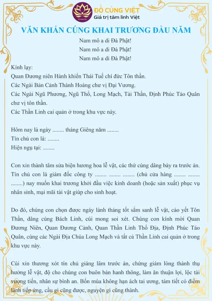 Bài văn khấn gia tiên đầu năm