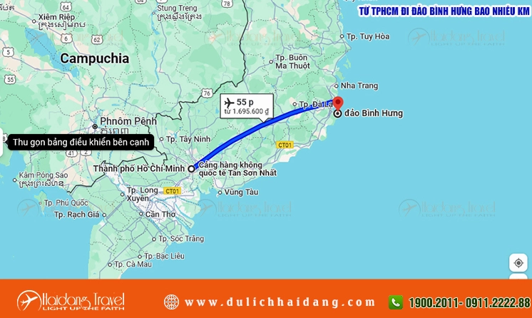 Bản đồ chỉ đường đi Đảo Bình Hưng