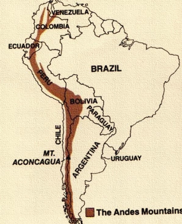 Bản đồ dãy núi Andes