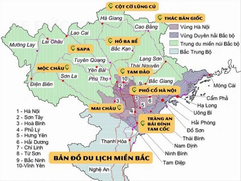 Bản đồ du lịch Tây Bắc chi tiết