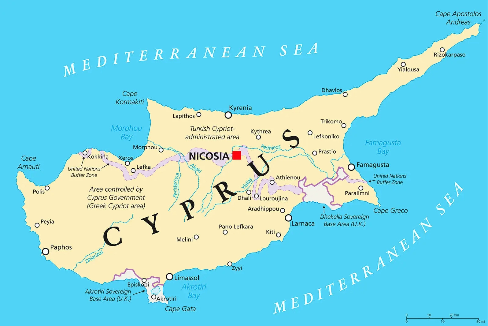 Bản đồ hành chính Cyprus