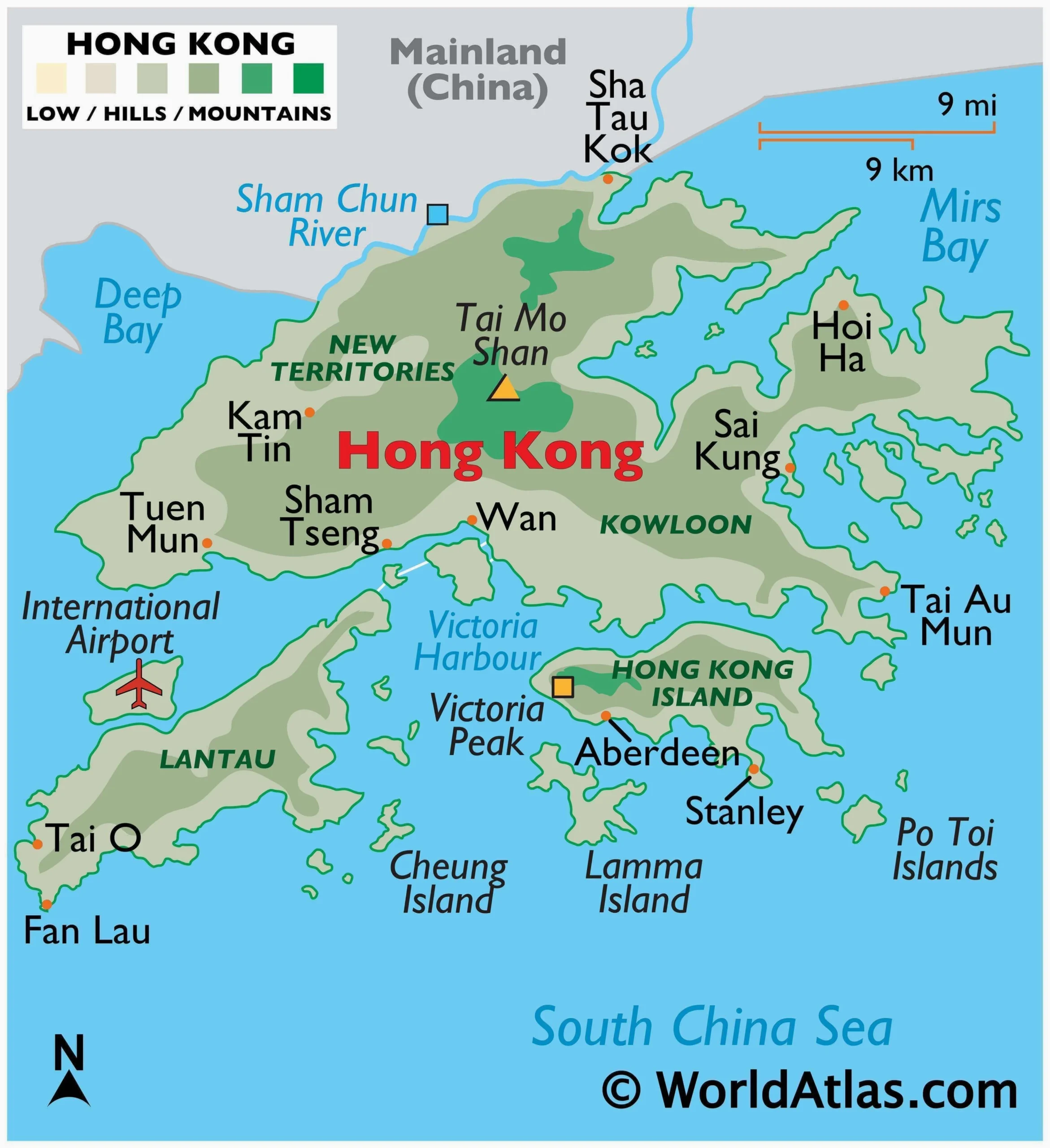 Bản đồ địa hình Hồng Kông
