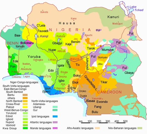 Bản đồ phân bố ngôn ngữ tại Nigeria