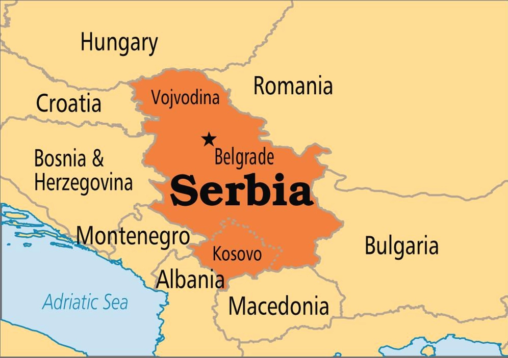Bản đồ Serbia và các nước lân cận