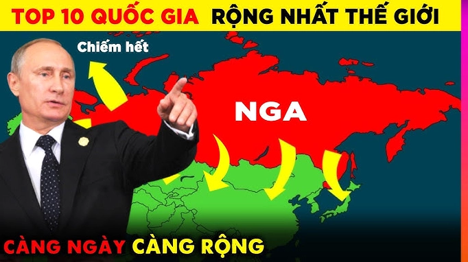 Bản đồ thế giới thể hiện các quốc gia có diện tích lớn