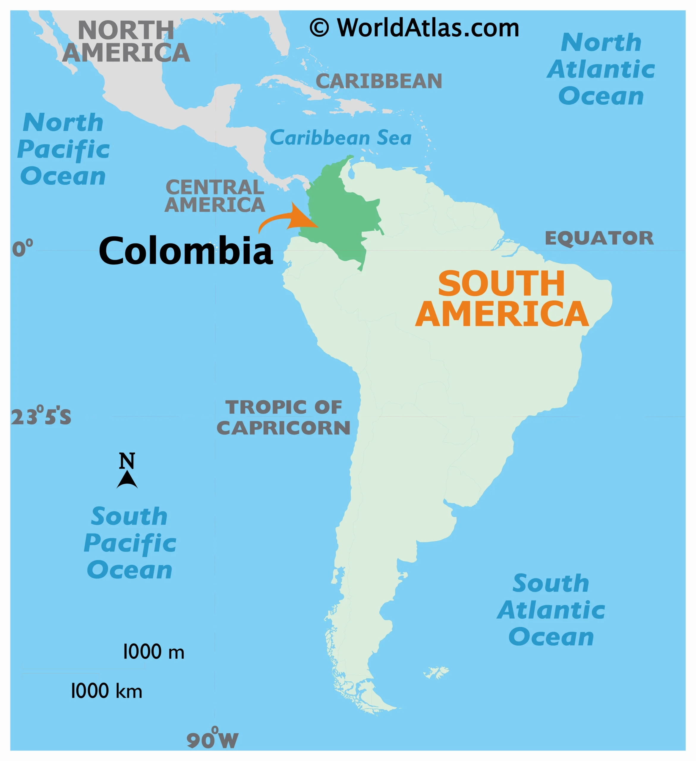 Bản đồ vị trí Colombia