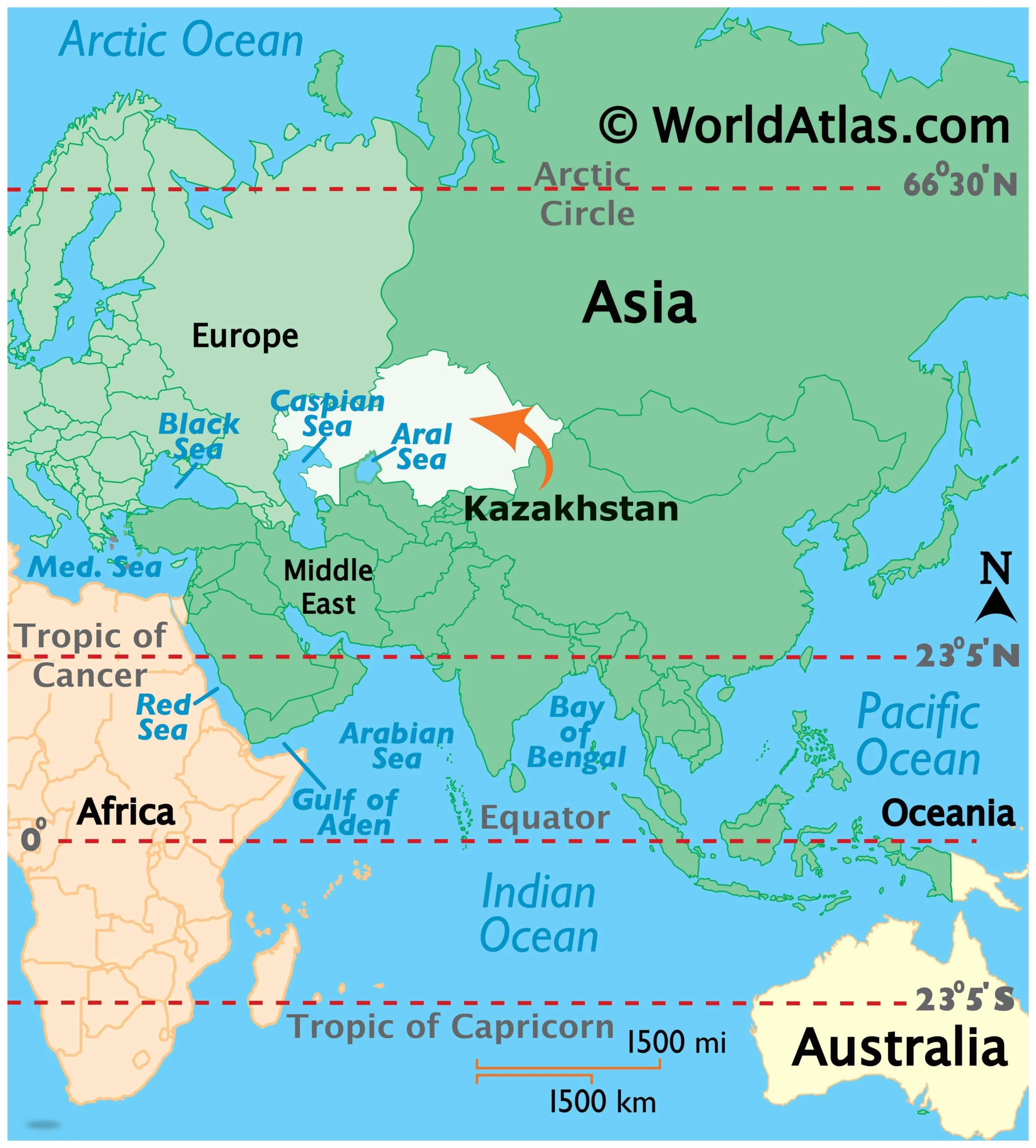 Bản đồ vị trí địa lý Kazakhstan