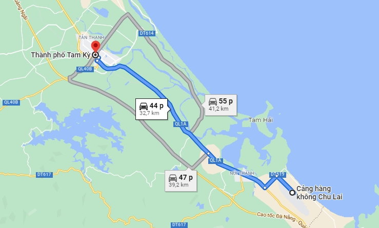 Bản đồ vị trí sân bay Chu Lai