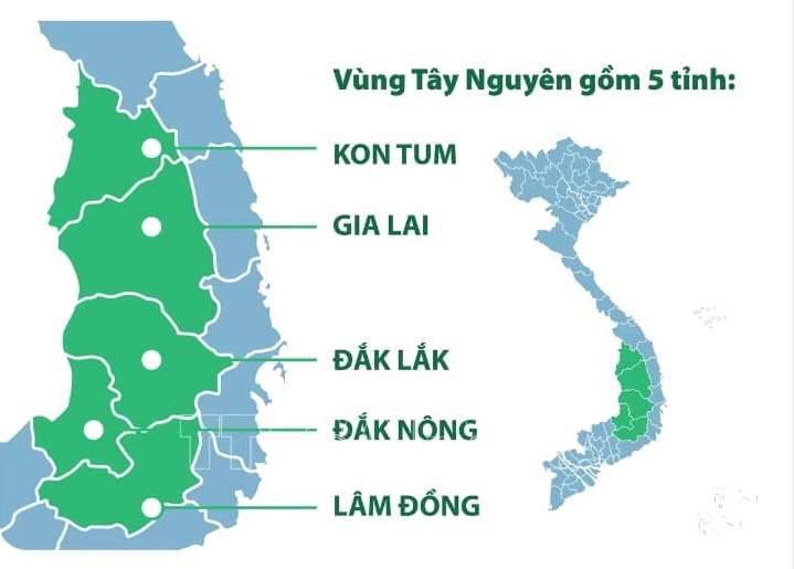 Bản đồ vùng Tây Nguyên Việt Nam