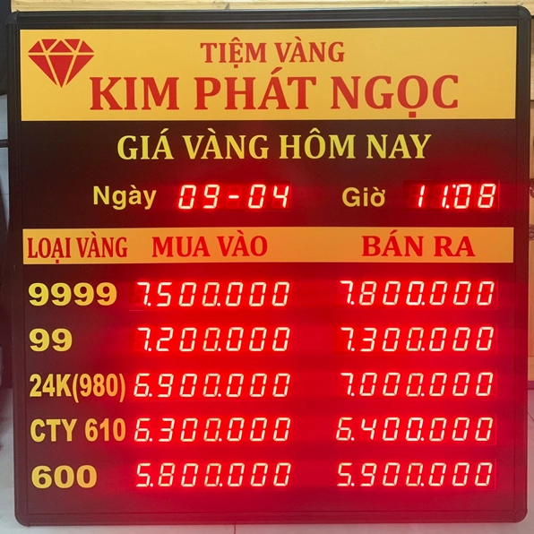Bảng giá các loại vàng tại tiệm vàng Kim Phát