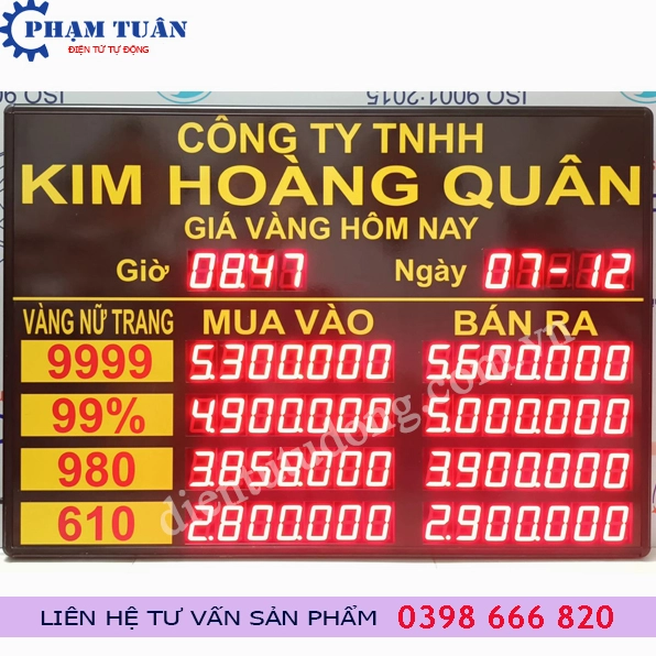 Bảng giá vàng chi tiết