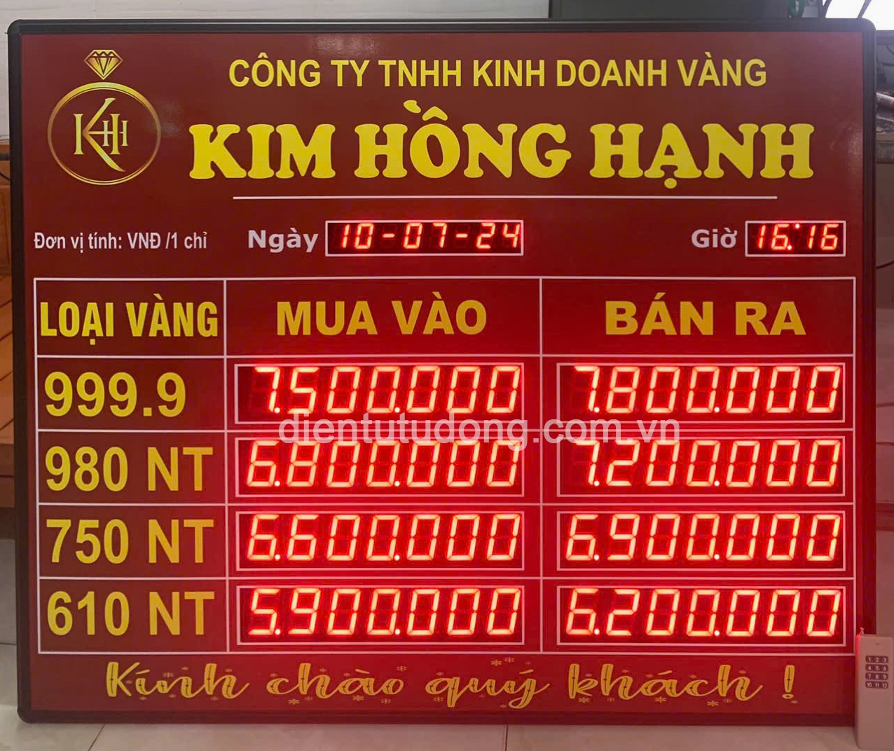 Bảng giá vàng