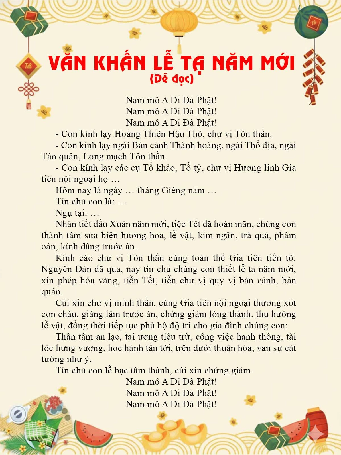 Bày biện lễ vật hóa vàng mùng 3 tết