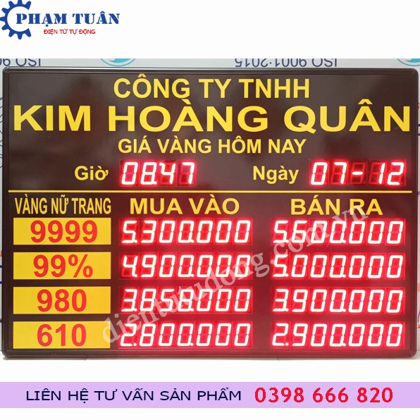 Biểu đồ giá vàng kim hoàn Quảng Bình