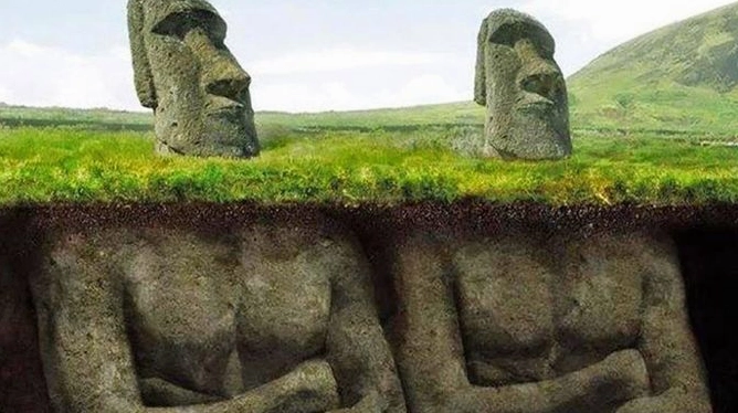 Bức tượng Moai bị đổ trên Đảo Phục Sinh