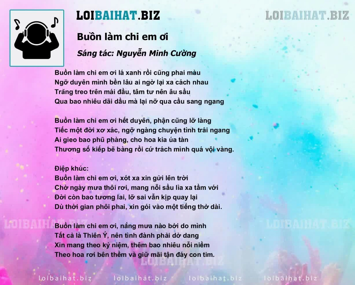 Ca sĩ thể hiện lời bài hát buồn làm chi em ơi