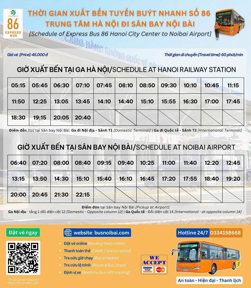 Các xe bus đậu tại bến xe đi sân bay Nội Bài