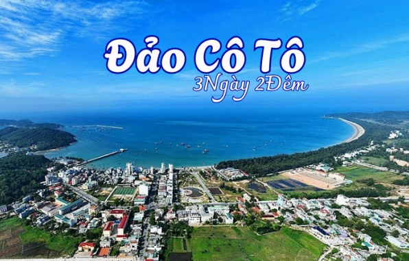 Cảnh biển Cô Tô với cát trắng và nước xanh