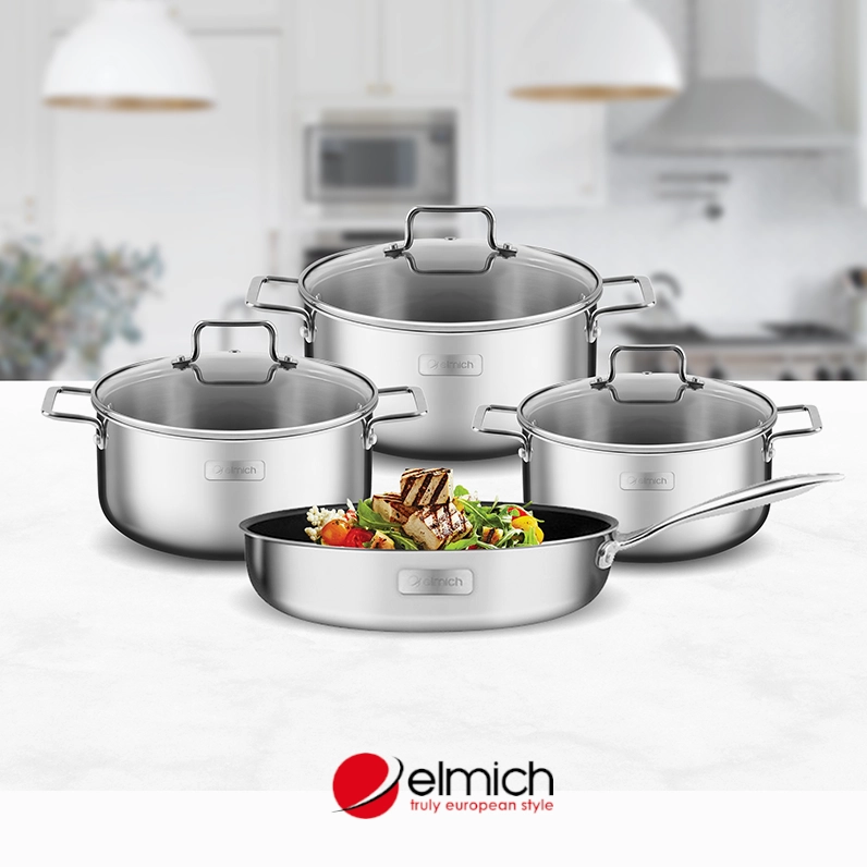 Chi tiết bộ nồi inox Elmich