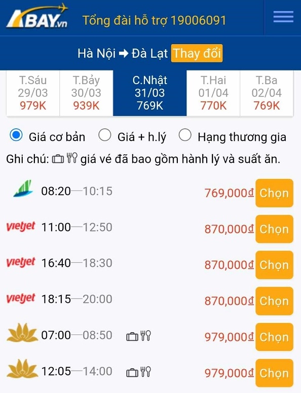 Chuyến bay Hà Nội Đà Lạt tháng 3