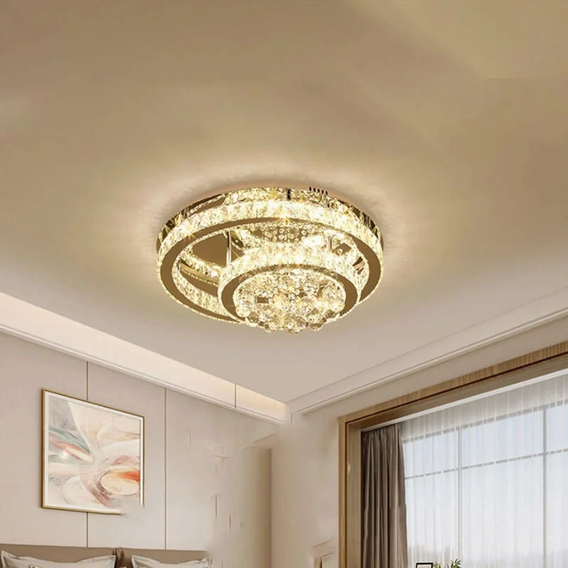 Đèn ốp trần phòng khách pha lê sang trọng