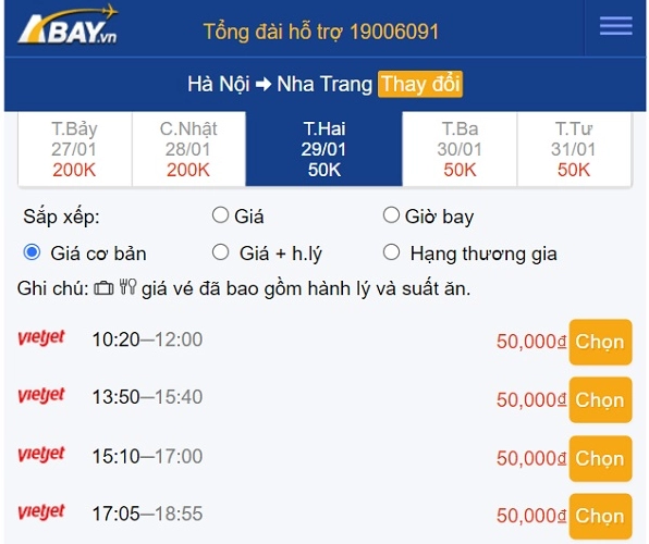 Giá vé máy bay Hà Nội Nha Trang tháng 1/2024