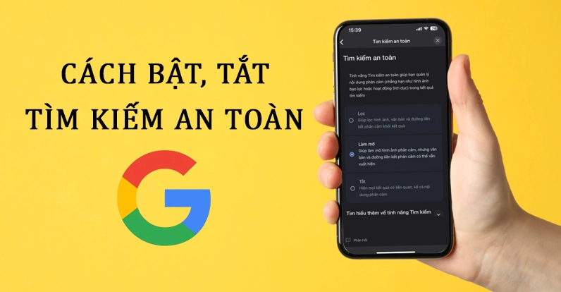 Giao diện Google Search với tùy chọn Tìm Kiếm An Toàn