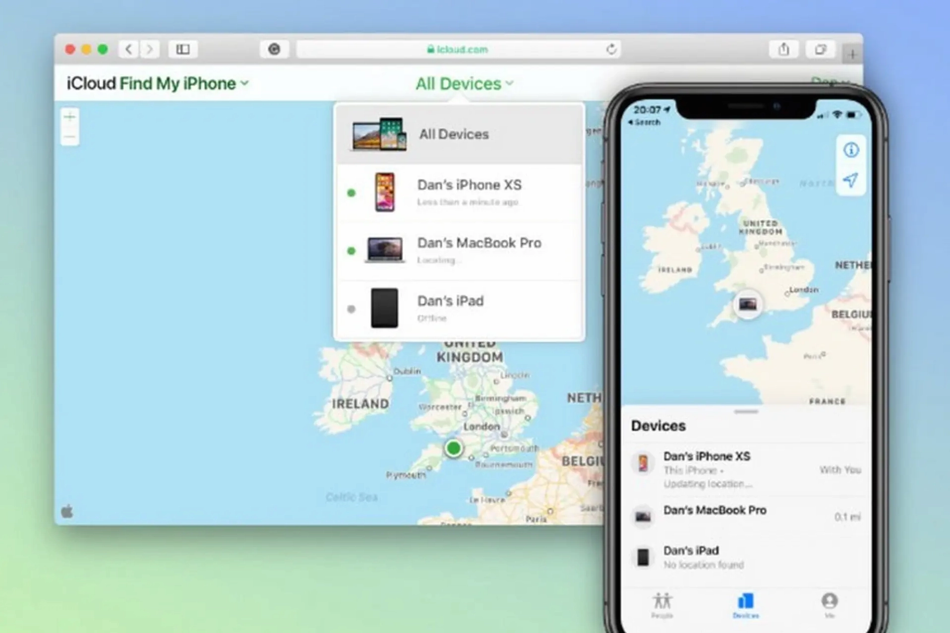 Giao diện iCloud.com tìm iPhone