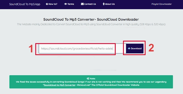 Giao diện một trang web tải nhạc Soundcloud