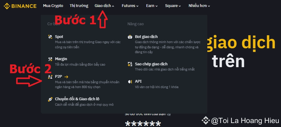 Giao diện nạp tiền Binance