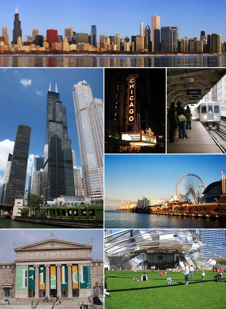 Hình ảnh ghép các địa danh nổi tiếng của Chicago