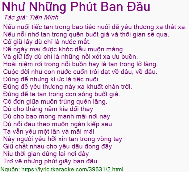 Hình ảnh minh họa bài hát Như những phút ban đầu