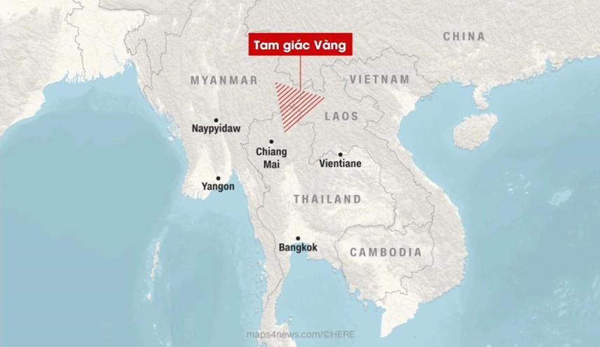 Hình ảnh Tam Giác Vàng với địa hình đồi núi đặc trưng