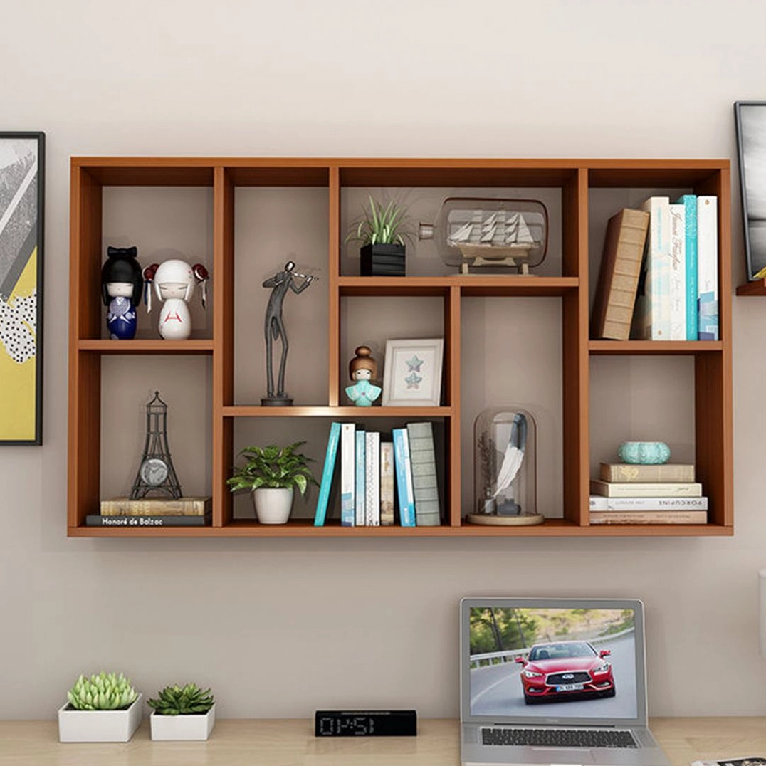 Kệ gỗ treo tường hiện đại trang trí phòng khách