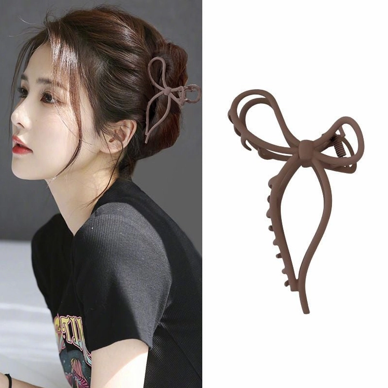 Kẹp tóc nơ lớn màu hồng pastel