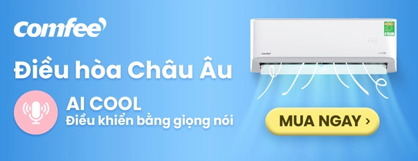 Không gian phòng khách với thiết bị Comfee
