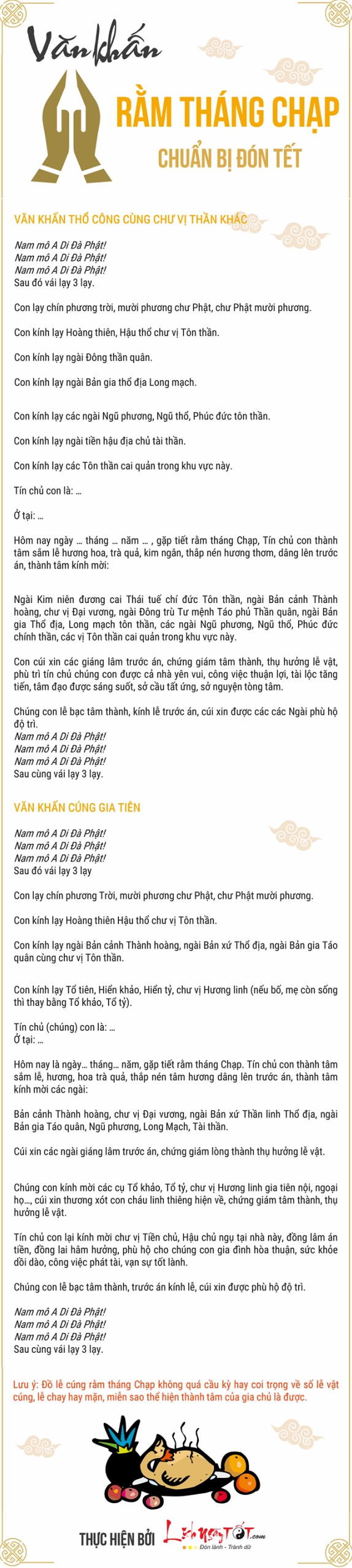 Mâm cỗ cúng Rằm tháng Chạp và văn khấn