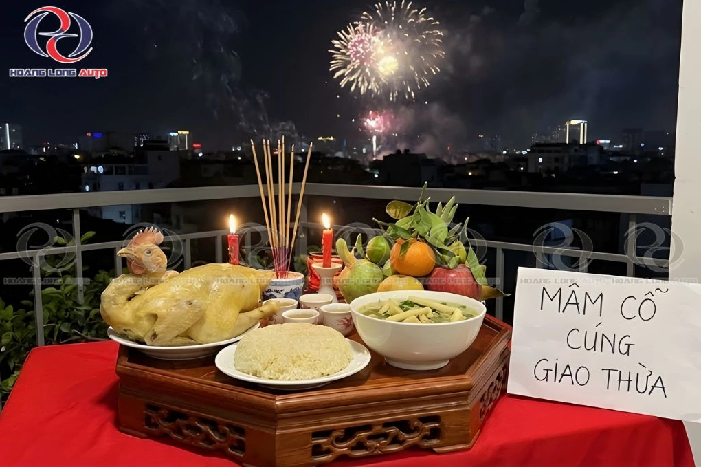 Mâm cúng giao thừa ngoài trời cho năm mới