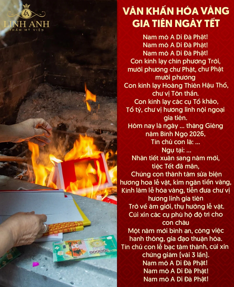 Mâm lễ vật cúng hóa vàng mùng 3 tết