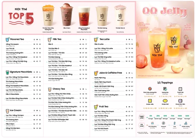 Menu trà sữa Koi Thé