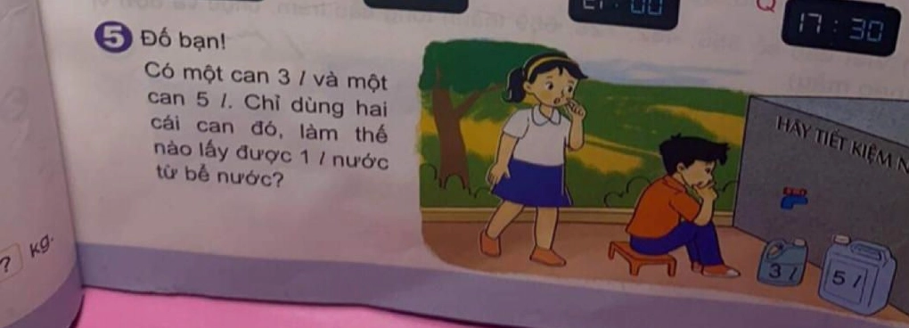 Minh họa bài toán đong nước bằng can 2l và 5l