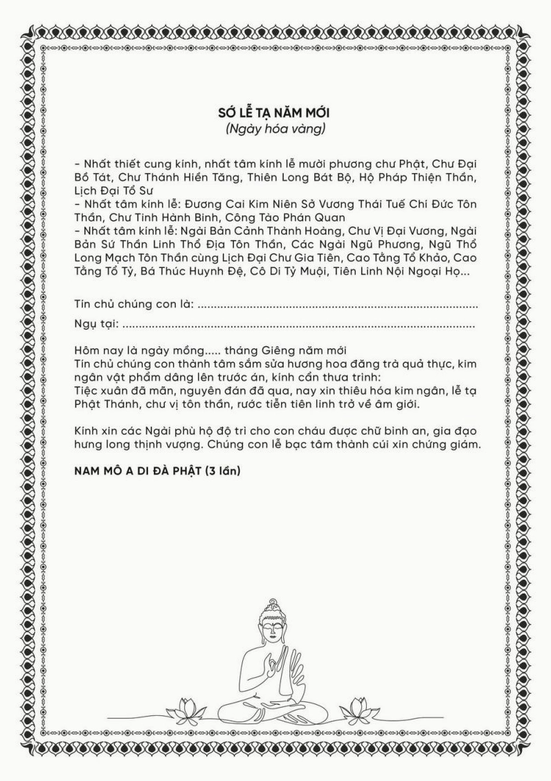 Nghi thức cúng hóa vàng mùng 3 tết