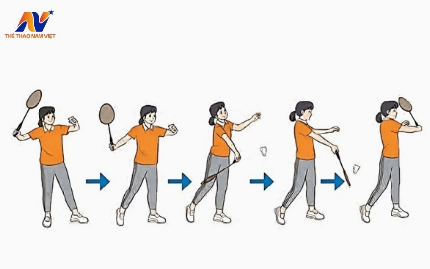 Người chơi cầu lông thực hiện cú đánh