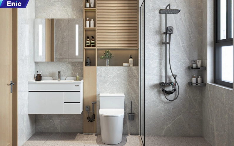 Nhà tắm đẹp với vật liệu tự nhiên và ánh sáng