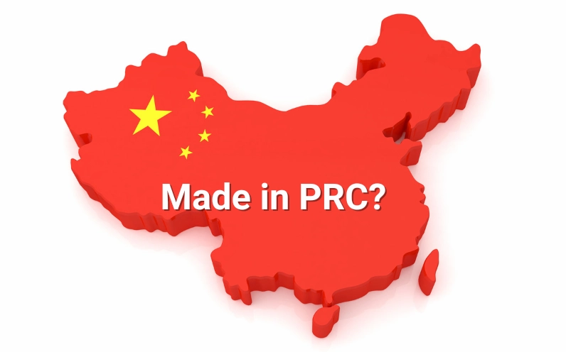Nhãn mác Made in PRC trên sản phẩm
