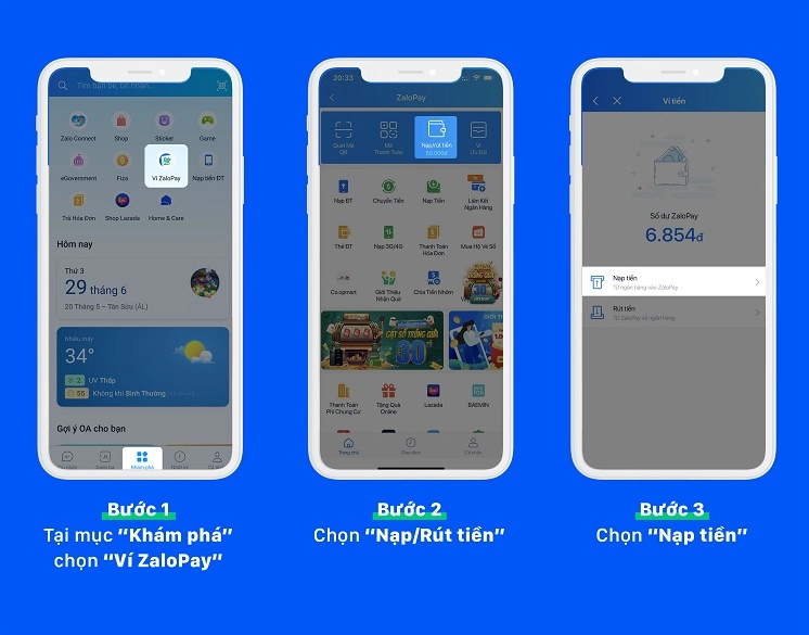 Nhập số tiền cần nạp vào ZaloPay