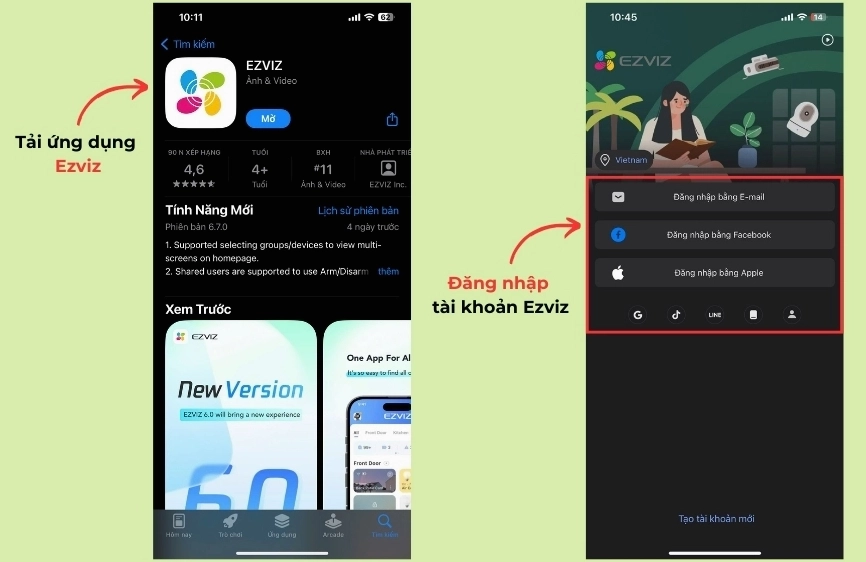 Nhập thông tin người nhận để chia sẻ camera Ezviz