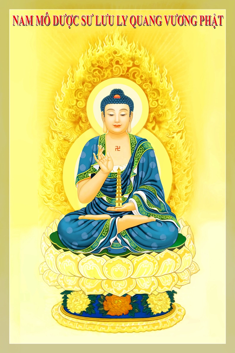 Phật Dược Sư an tọa trên đài sen